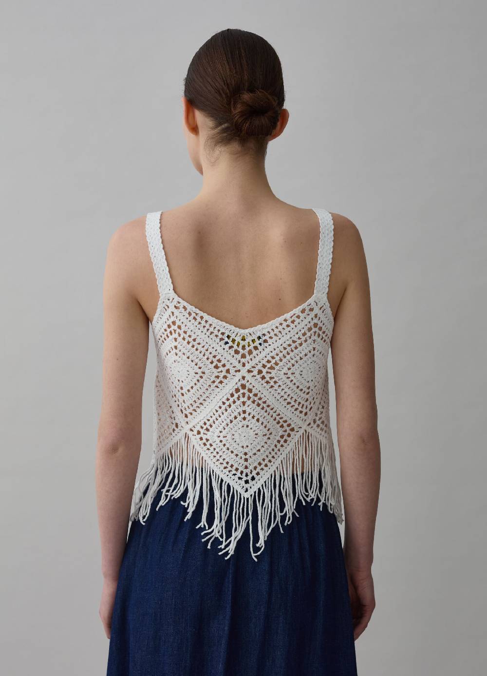 Ovs Crop Top Crochet Con Frange
