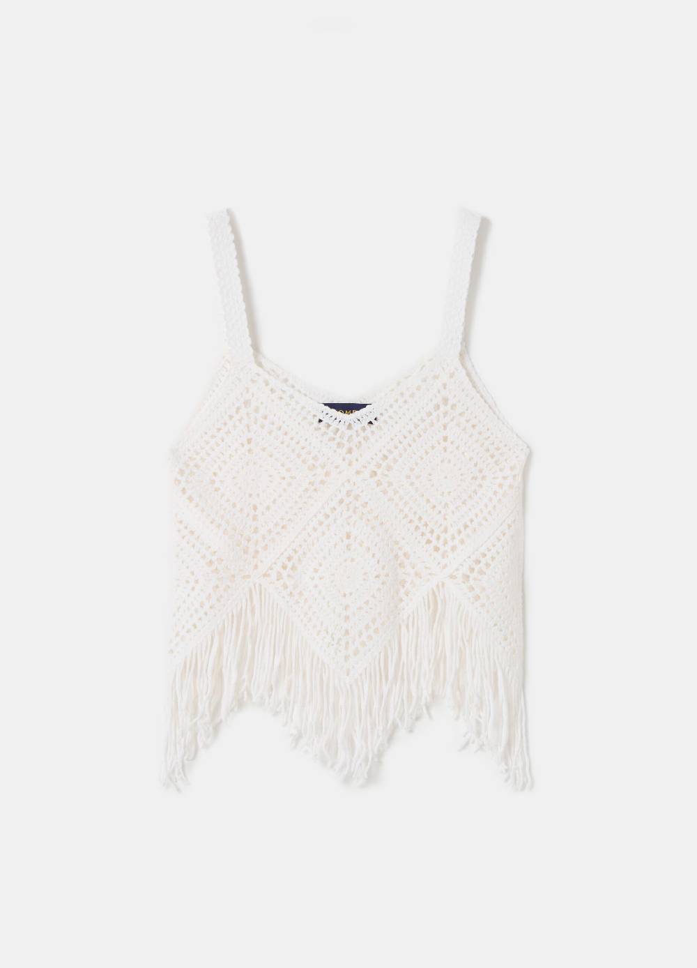 Ovs Crop Top Crochet Con Frange