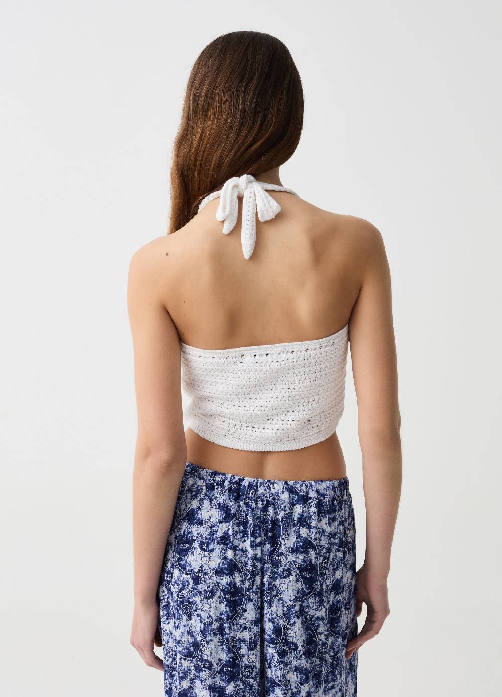 Ovs Crop Top Crochet Con Ricamo Fiori