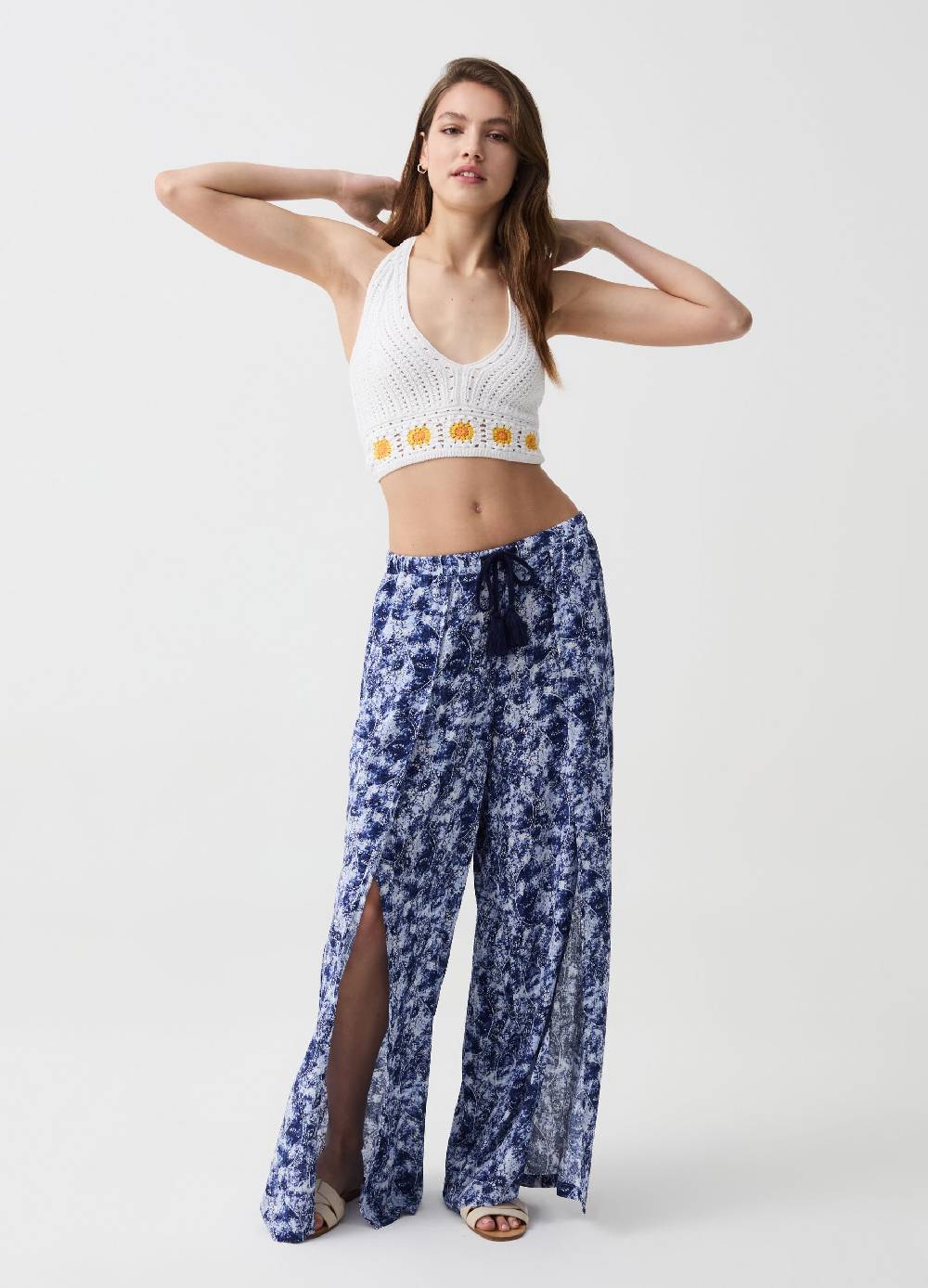 Ovs Crop top crochet con ricamo fiori