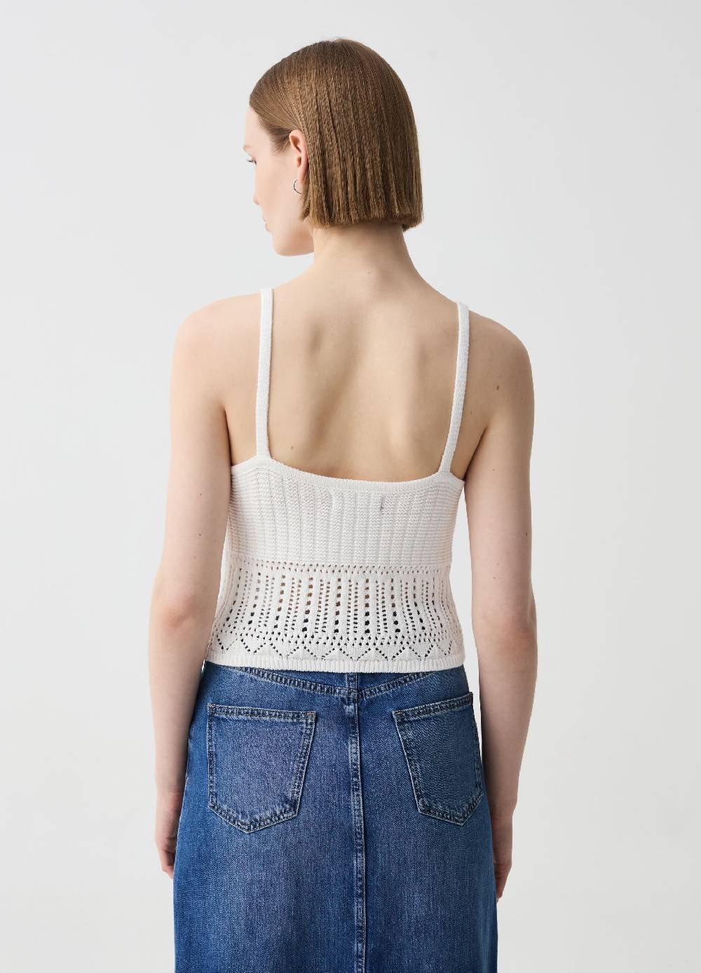 Ovs Crop Top Crochet Con Scollo A V