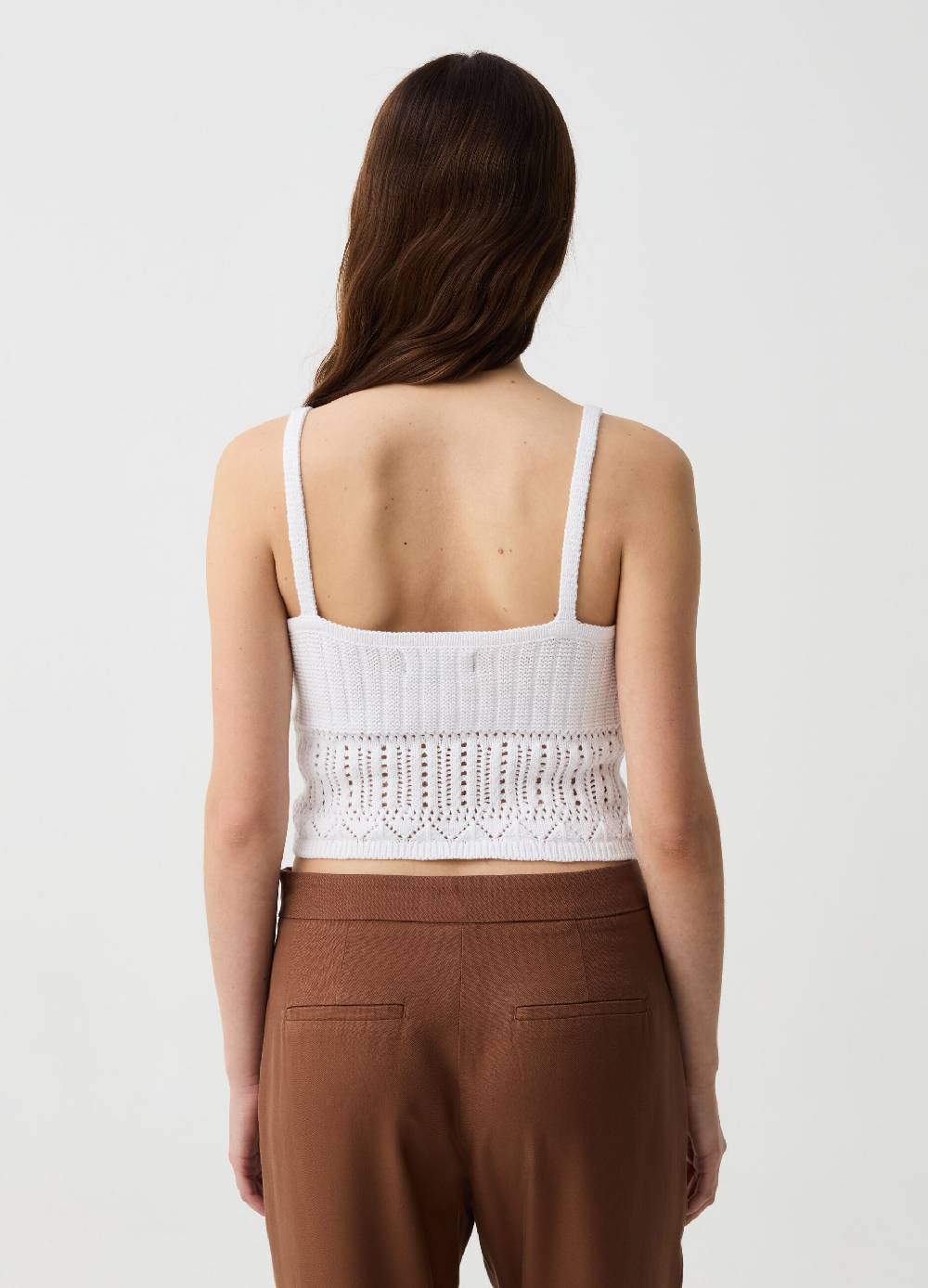 Ovs Crop Top Crochet Con Scollo A V