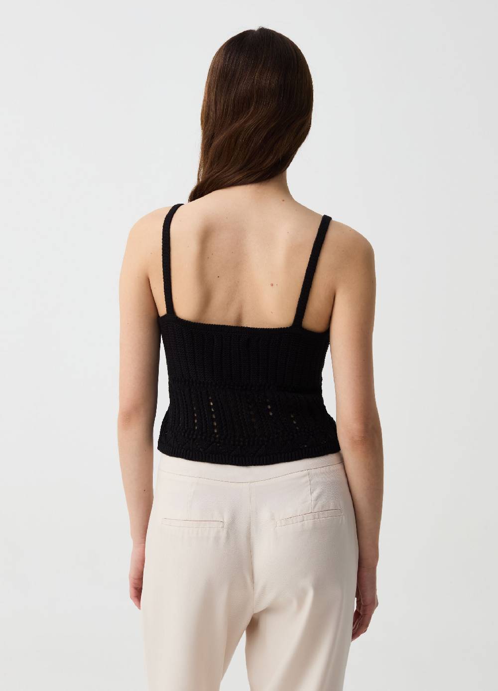 Ovs Crop Top Crochet Con Scollo A V