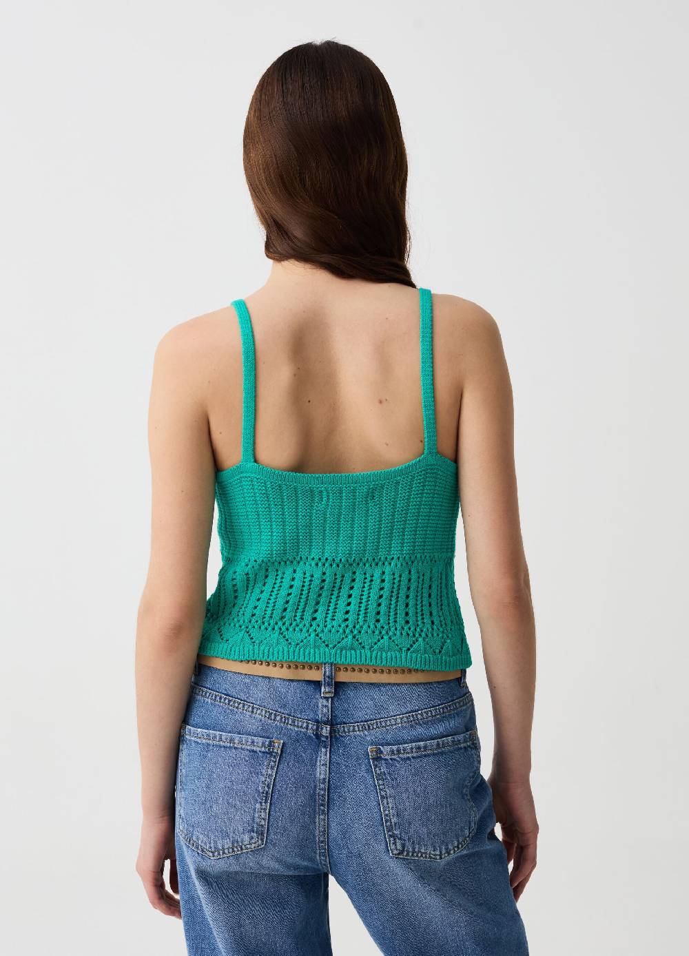 Ovs Crop Top Crochet Con Scollo A V