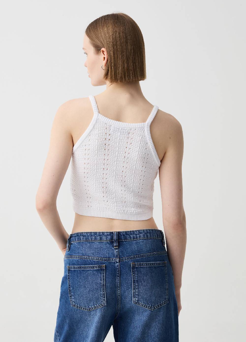 Ovs Crop Top Crochet Con Scollo Halter