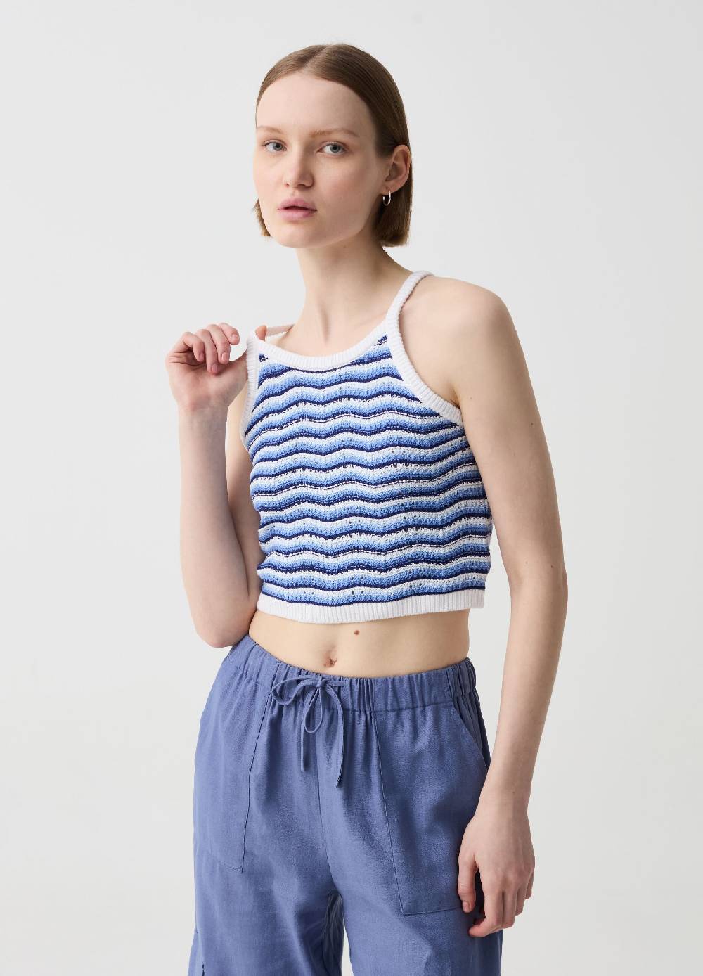 Ovs Crop top crochet con scollo halter