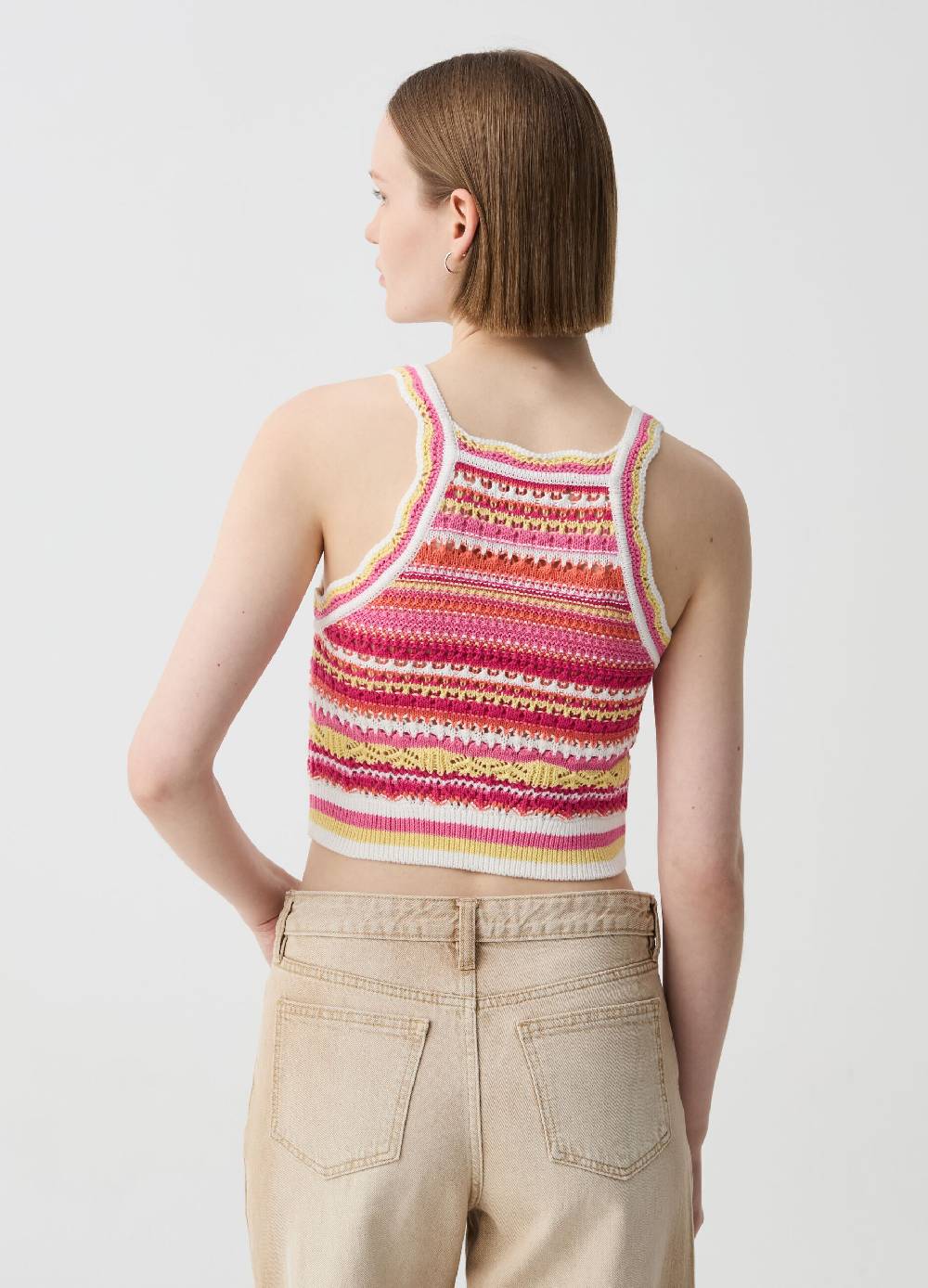 Ovs Crop Top Crochet Multicolor