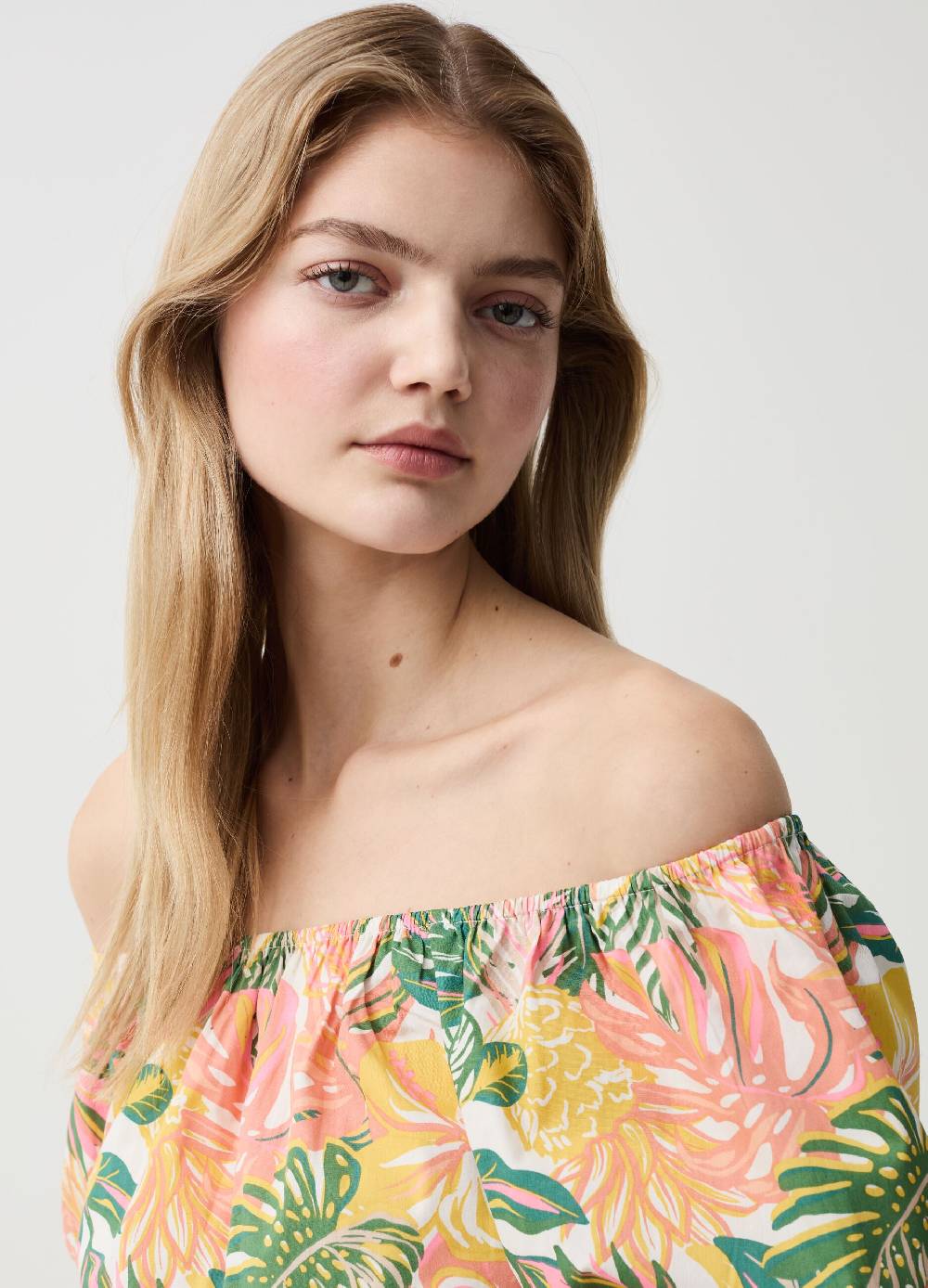 Ovs Crop Top In Cotone Con Spalle Scoperte