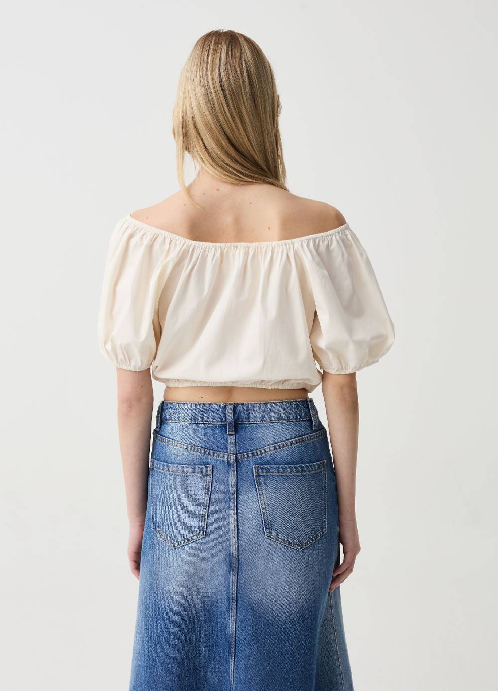 Ovs Crop Top In Cotone Con Spalle Scoperte