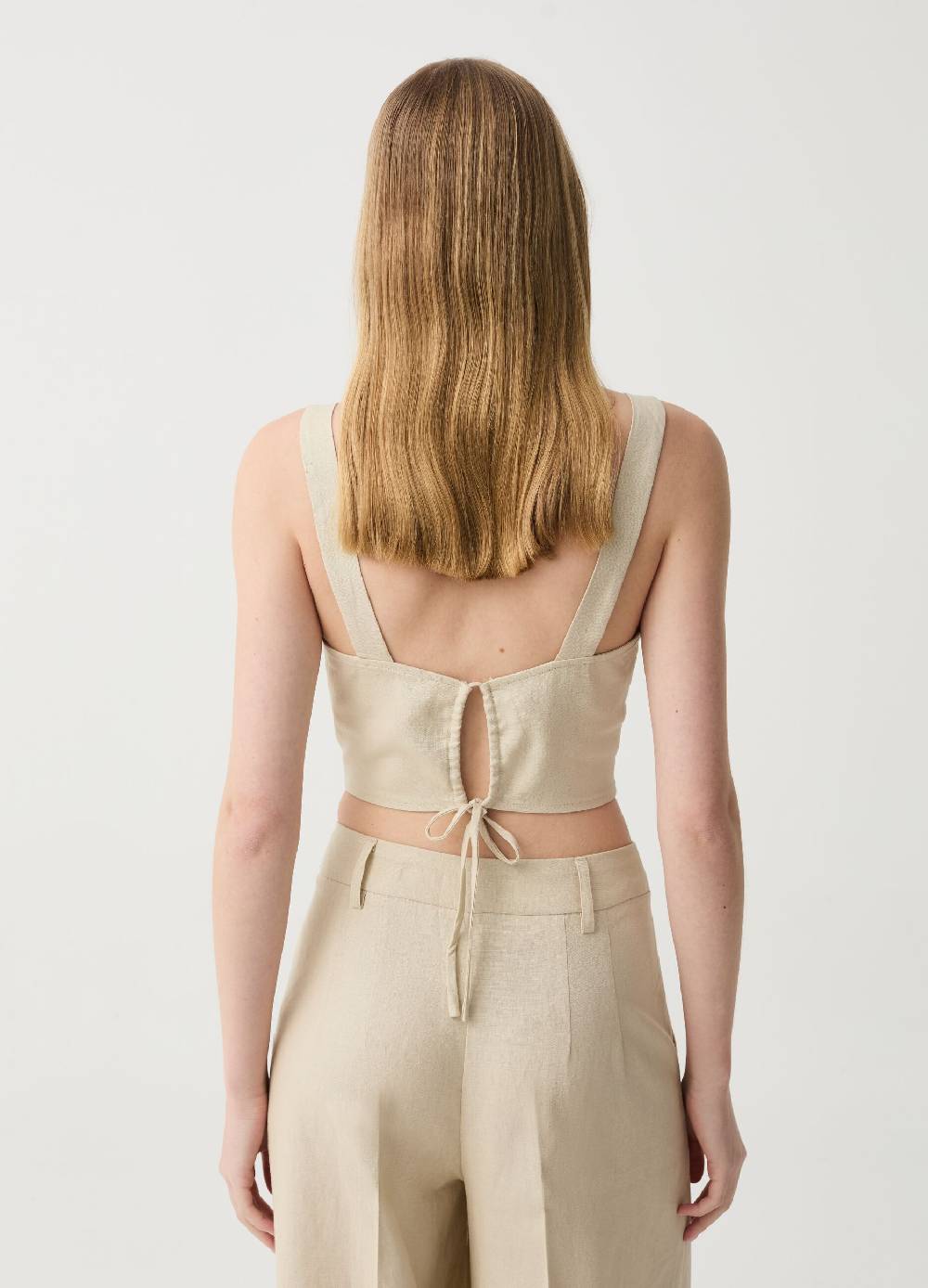 Ovs Crop Top In Lino E Viscosa