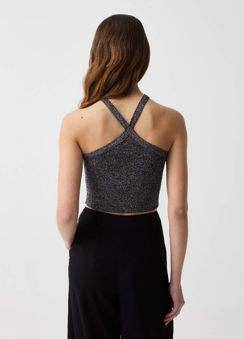 Ovs Crop Top In Lurex Con Spalline Incrociate