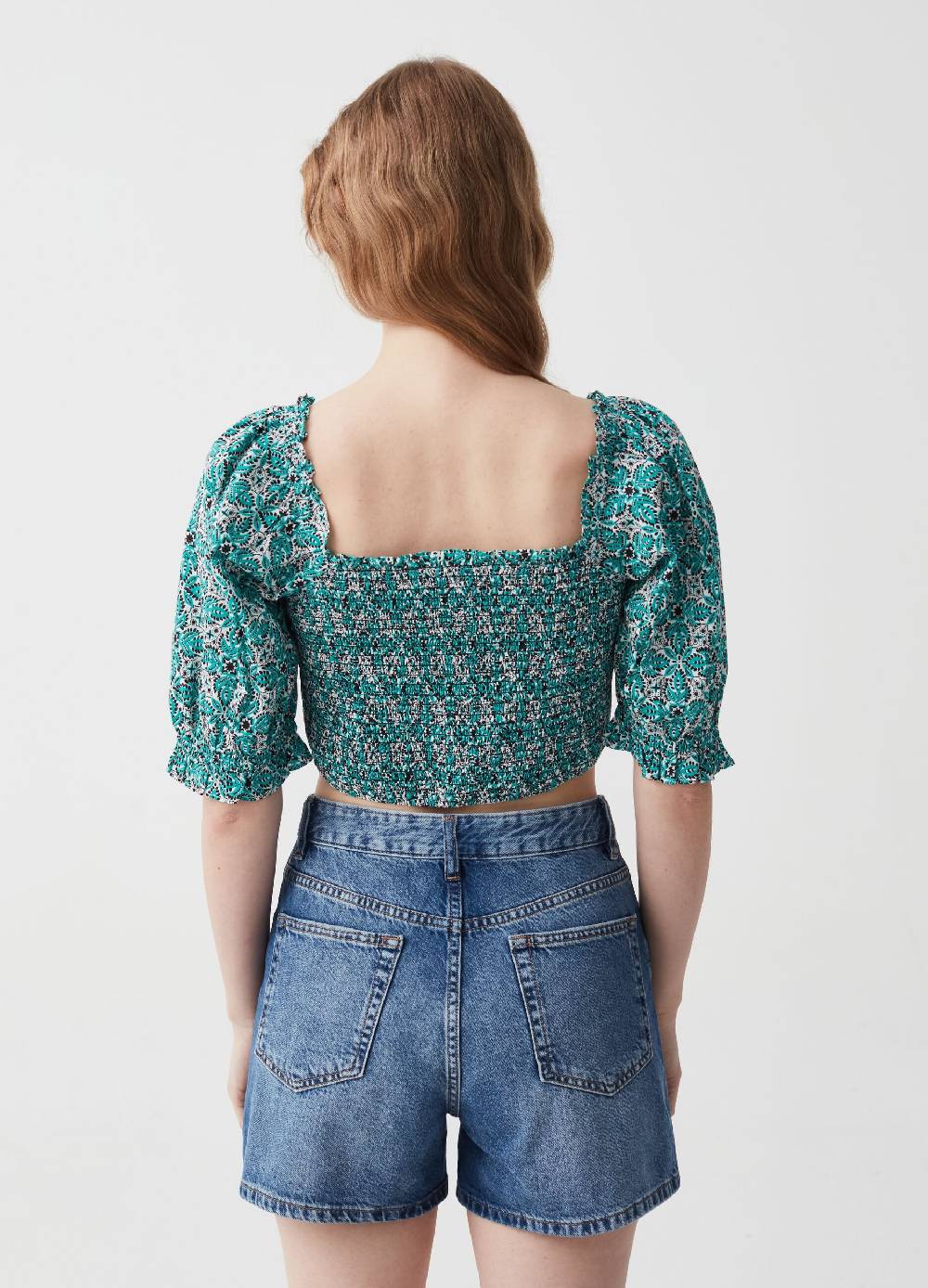 Ovs Crop Top In Punto Smock Stampa Paisley