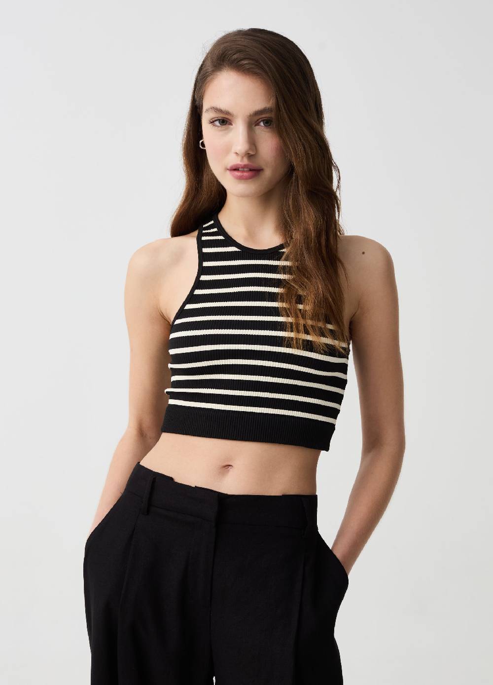 Ovs Crop Top Seamless A Righe