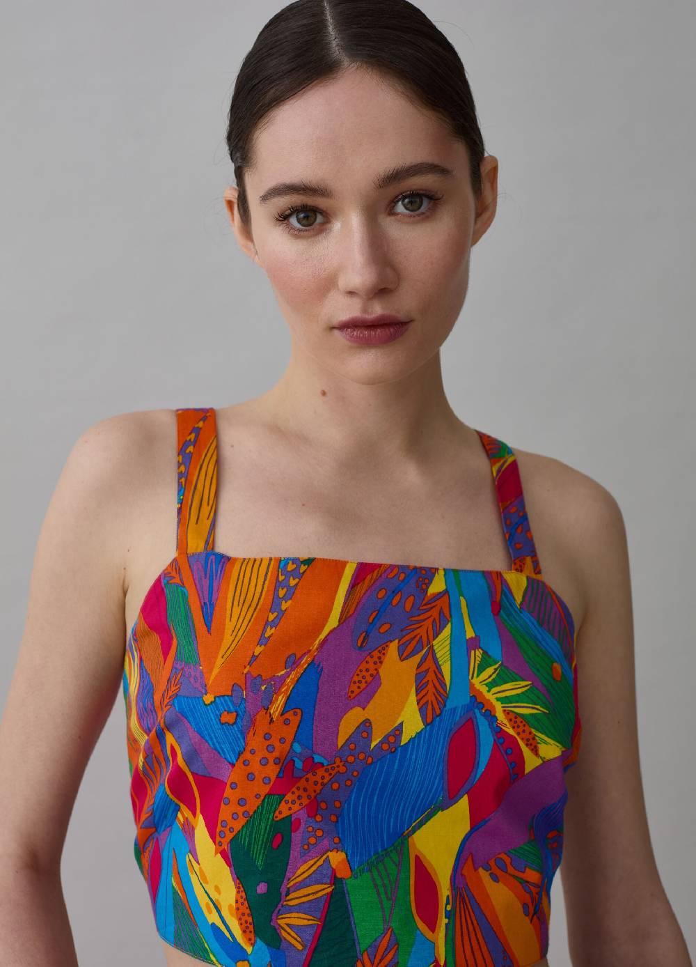 Ovs Crop Top Stampa Foliage Tropicale