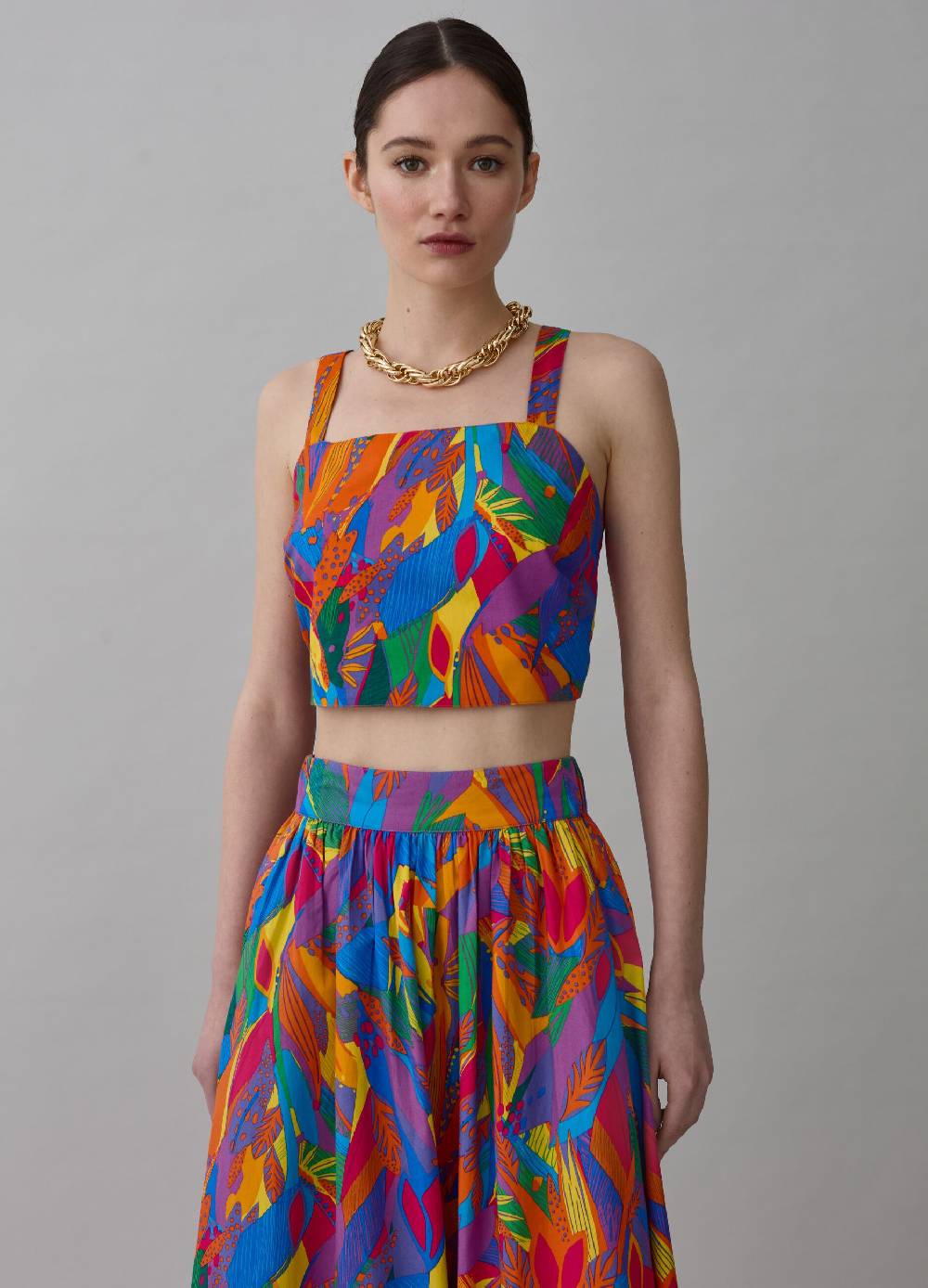 Ovs Crop top stampa foliage tropicale