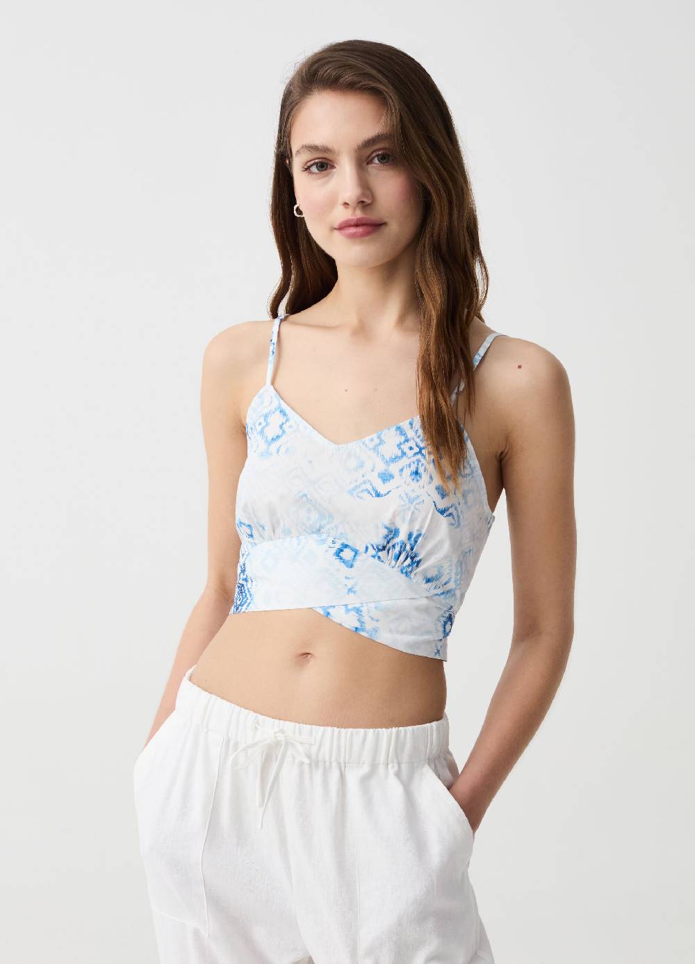 Ovs Crop top stampato con fascia incrociata