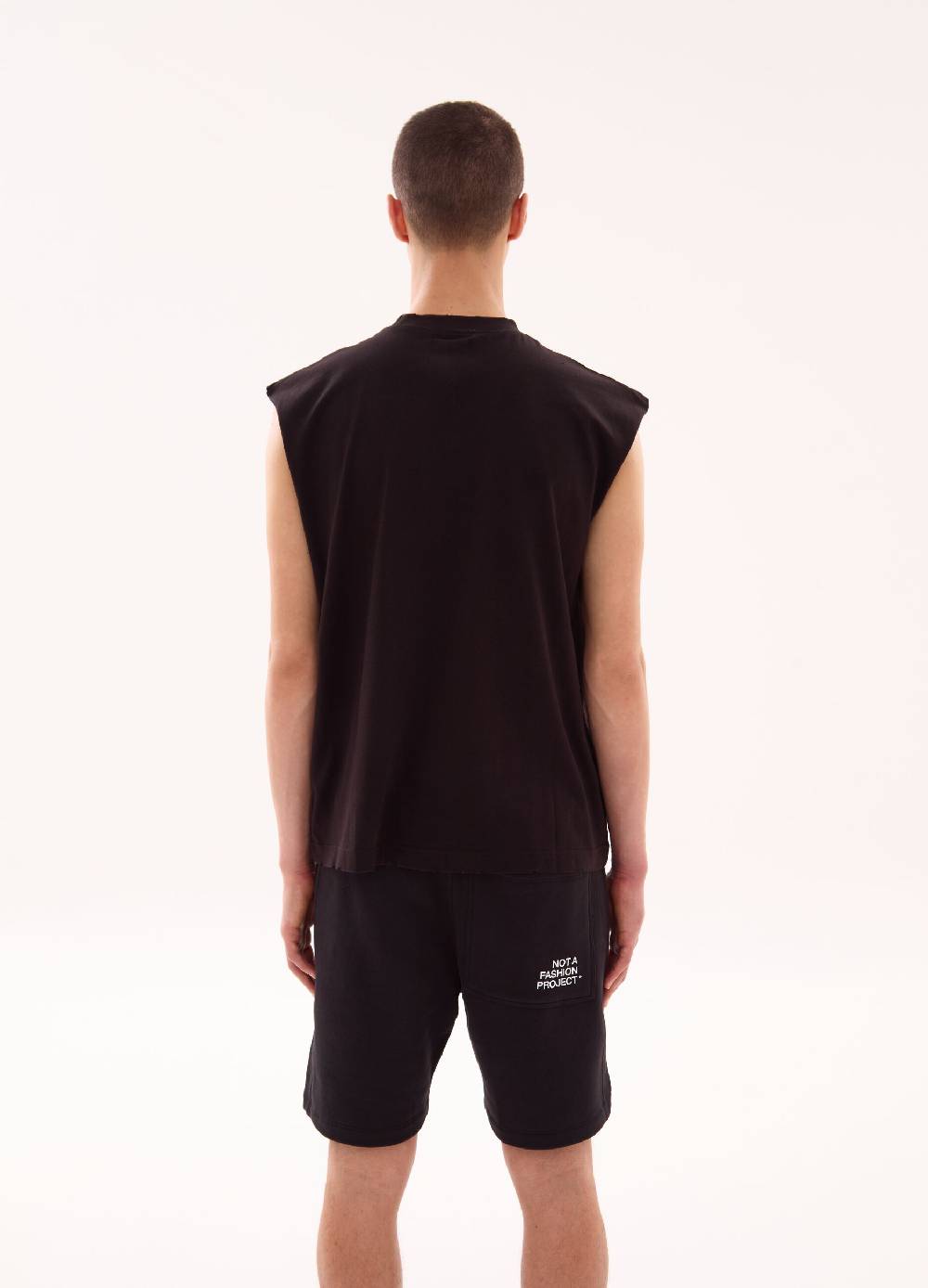 Ovs Distressed Branding Tank Top Black