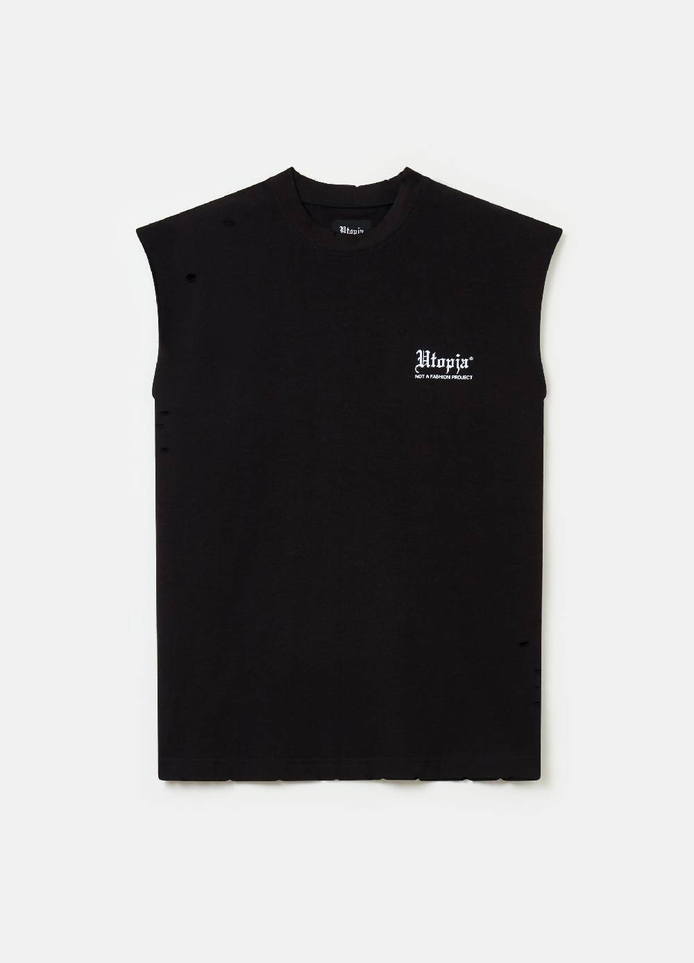 Ovs Distressed Branding Tank Top Black