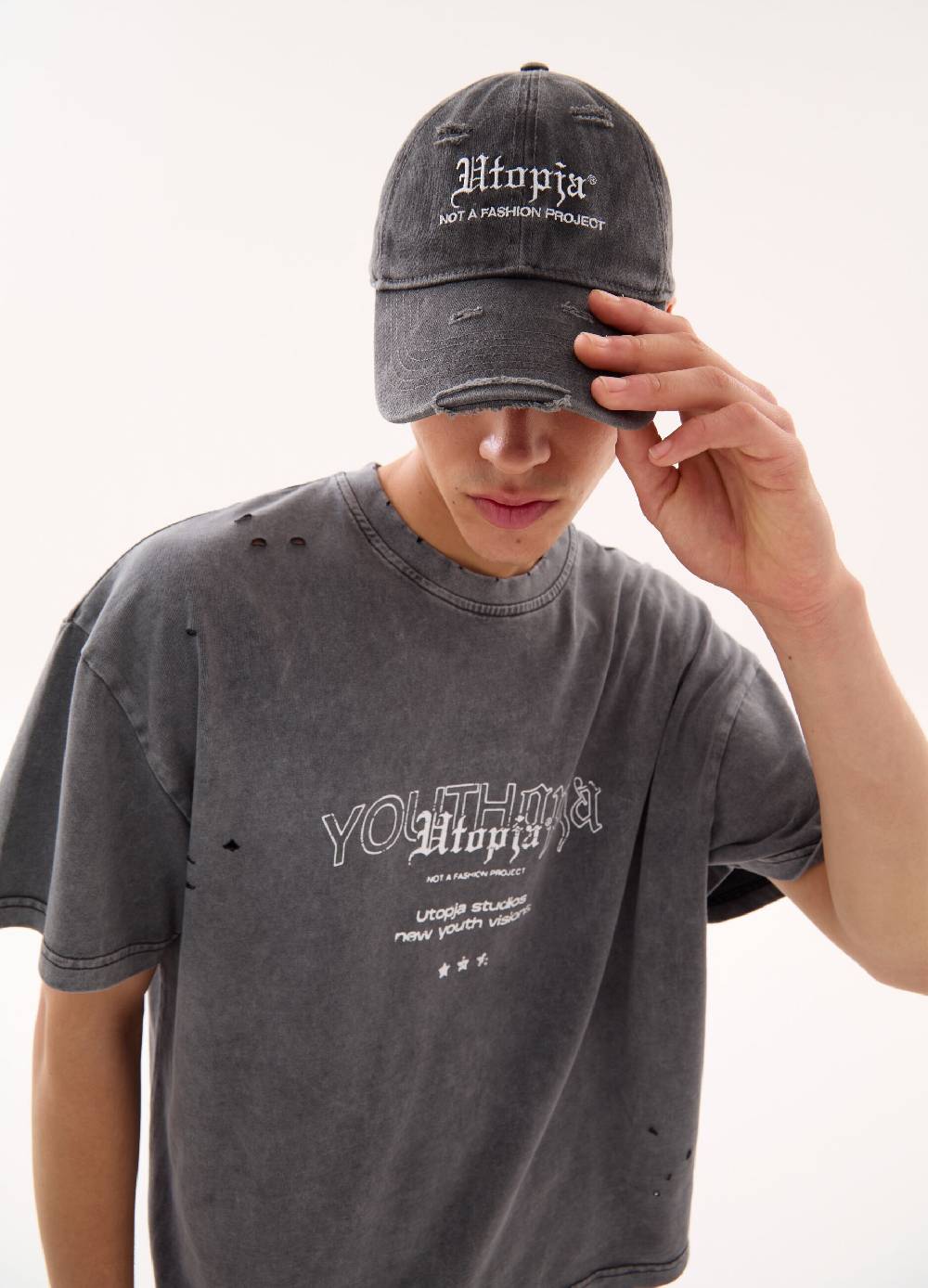 Ovs Distressed Cap Vintage Grey
