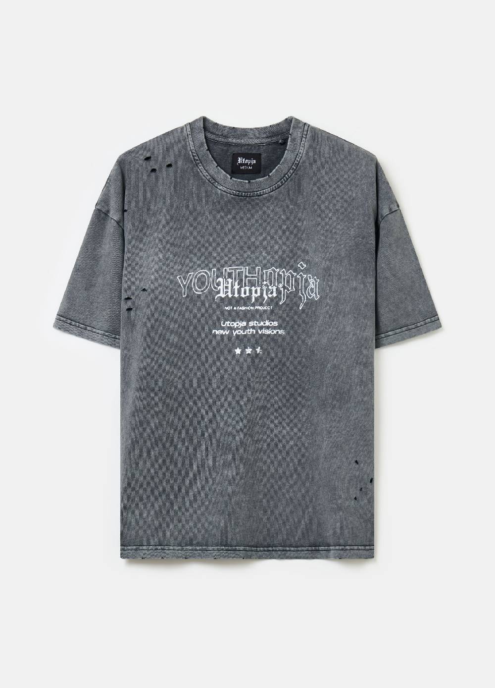 Ovs Distressed Graphic T-shirt Vintage Grey