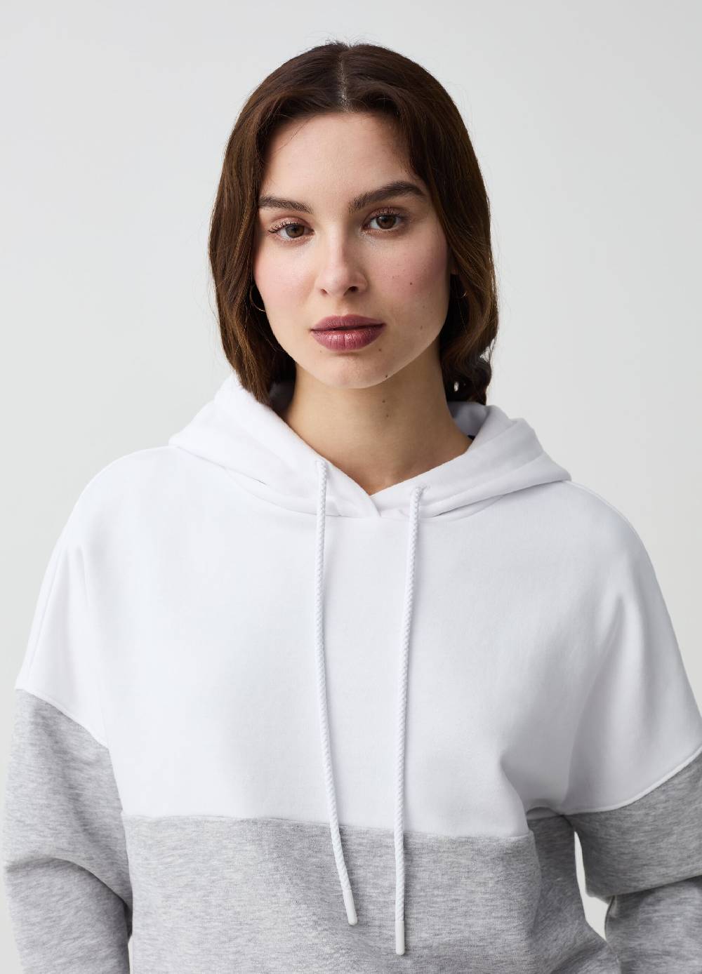 Ovs Felpa Essential Over Bicolore Con Cappuccio