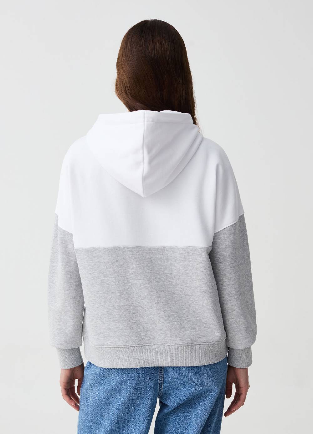 Ovs Felpa Essential Over Bicolore Con Cappuccio