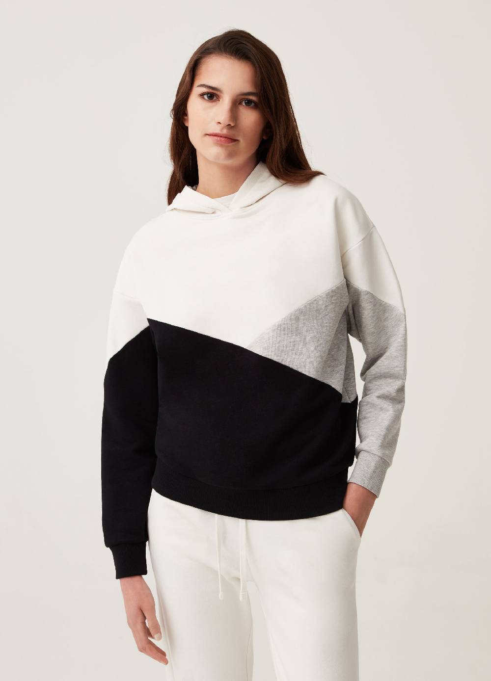 Ovs Felpa Fitness Color Block Con Cappuccio