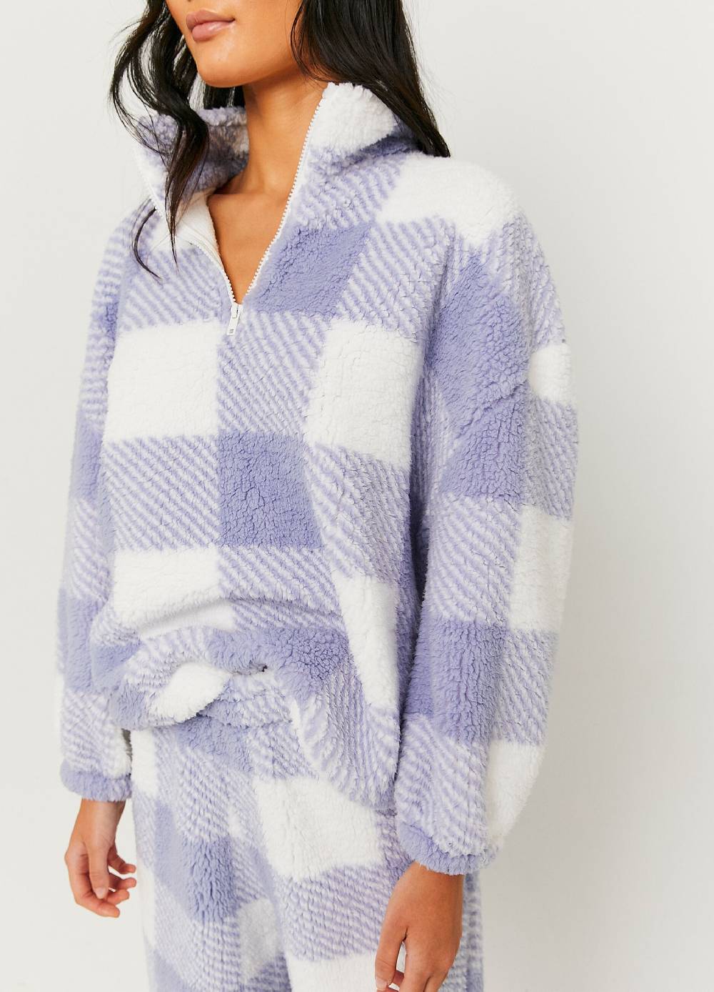 Ovs Felpa Half-zip In Sherpa Check