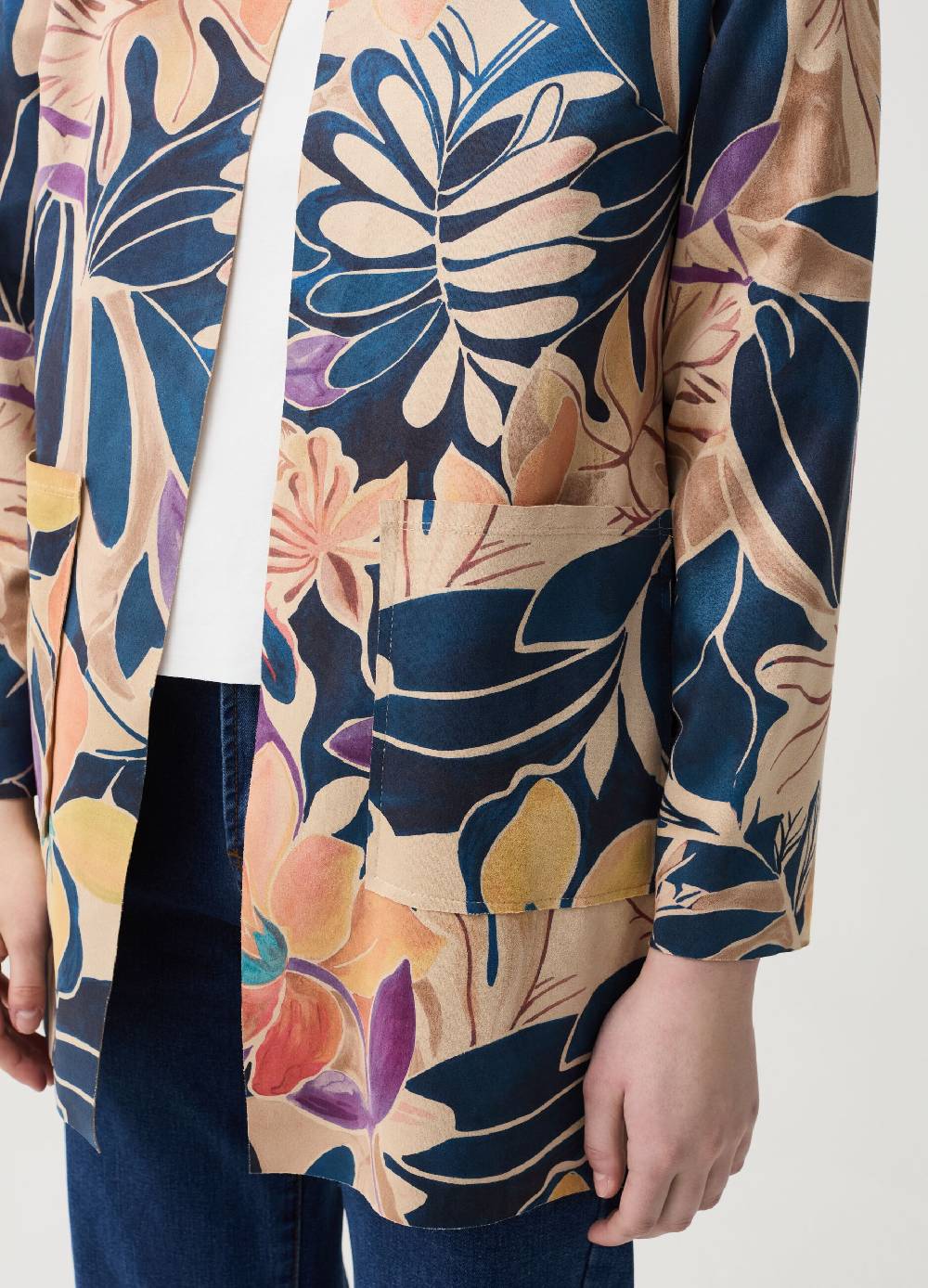 Ovs Giacca Aperta Scamosciata Floreale