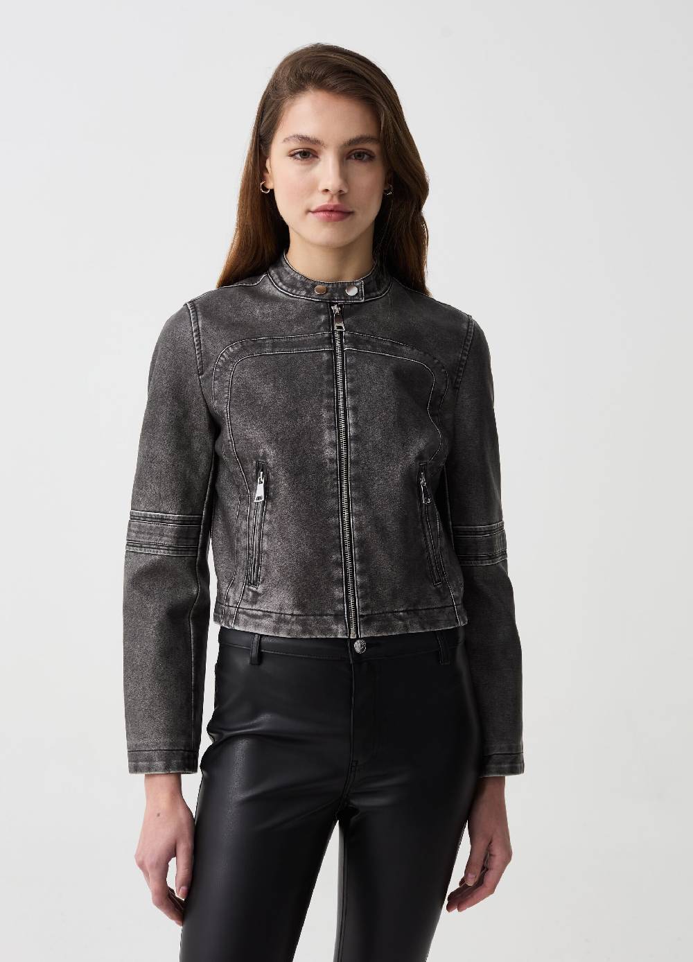 Ovs Giacca Biker Effetto Lucido Con Zip