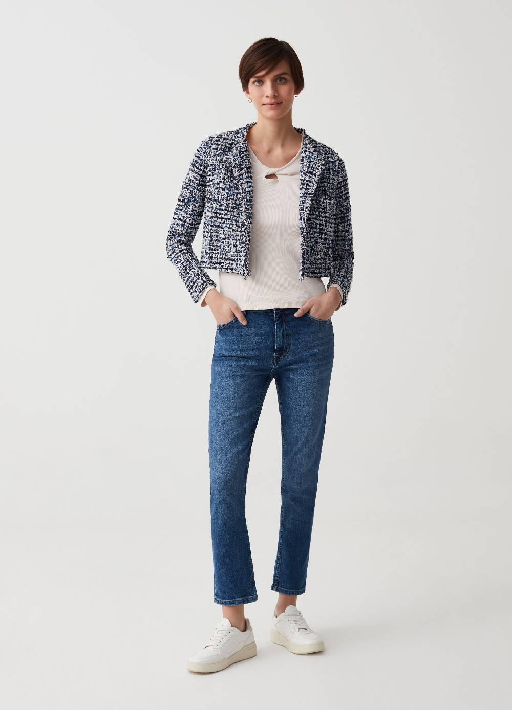 Ovs Giacca Cardigan Sfrangiata In Tweed