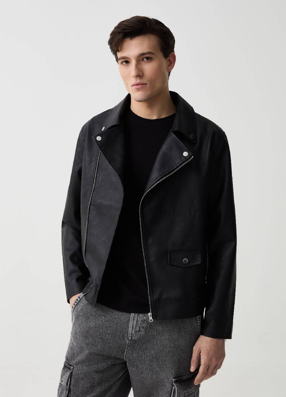 Ovs Giacca chiodo effetto lucido con zip