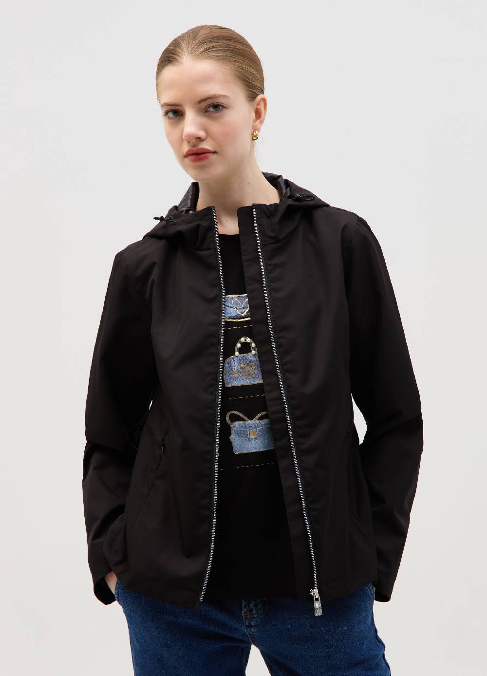 Ovs Giacca Corta Con Cappuccio E Zip