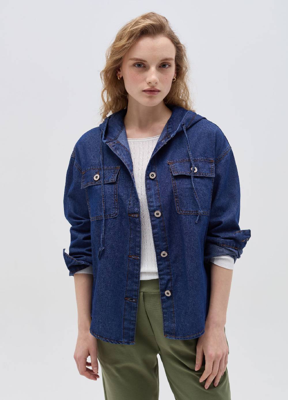 Ovs Giacca corta in denim con cappuccio