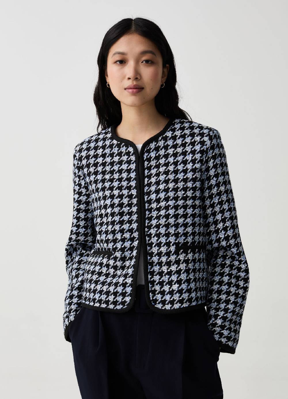 Ovs Giacca Corta In Tweed Pied De Poule