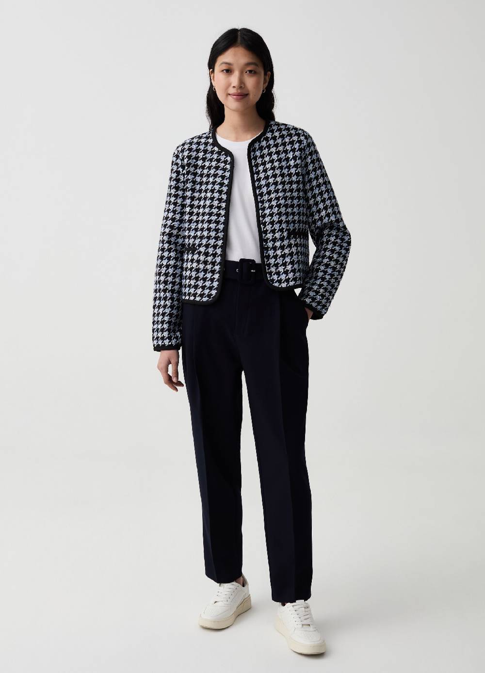 Ovs Giacca corta in tweed pied de poule