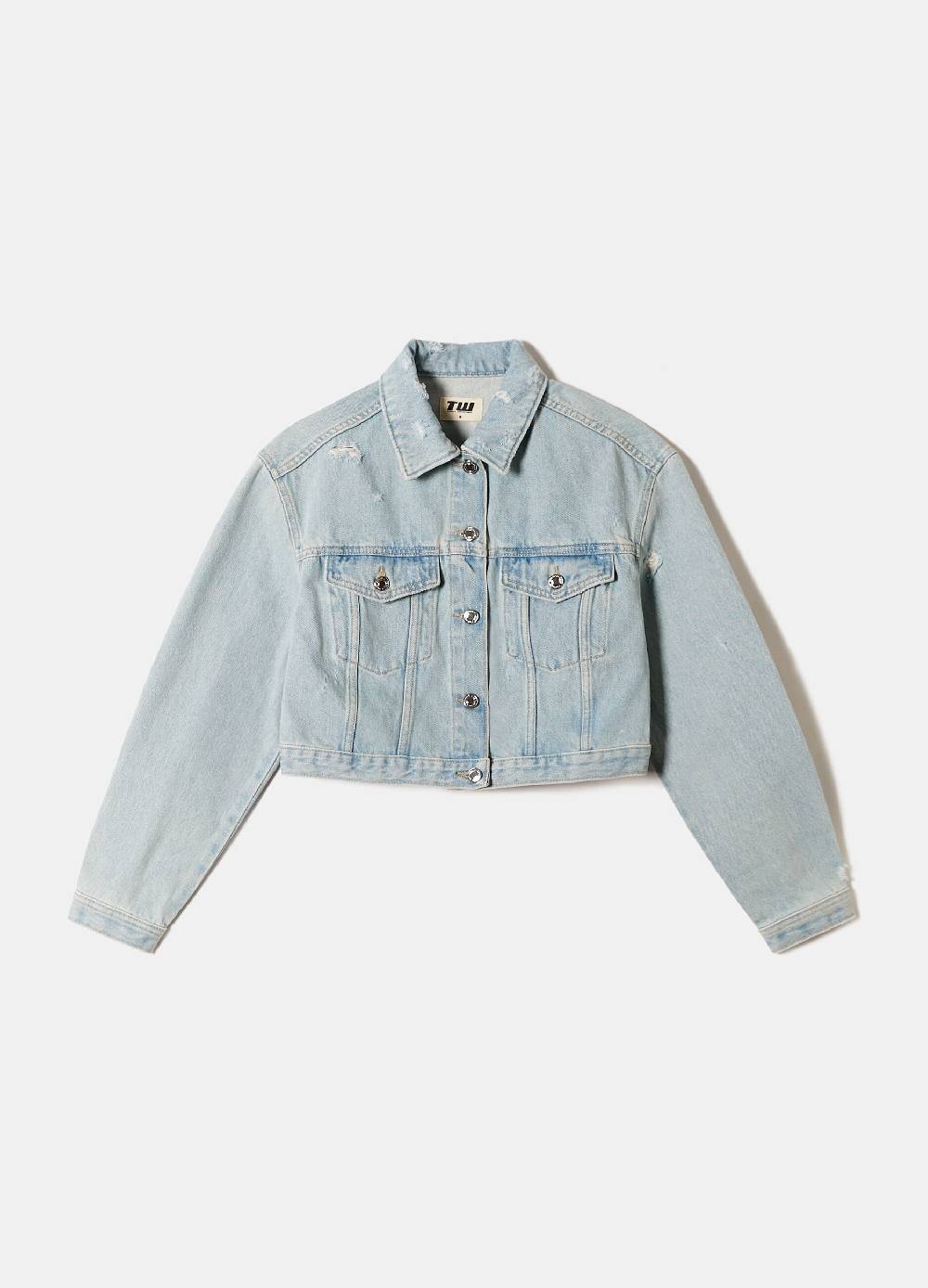 Ovs Giacca Crop In Denim Acid Wash