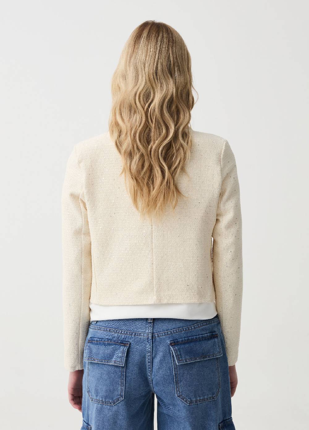 Ovs Giacca Crop Lavorata Con Micro Paillettes