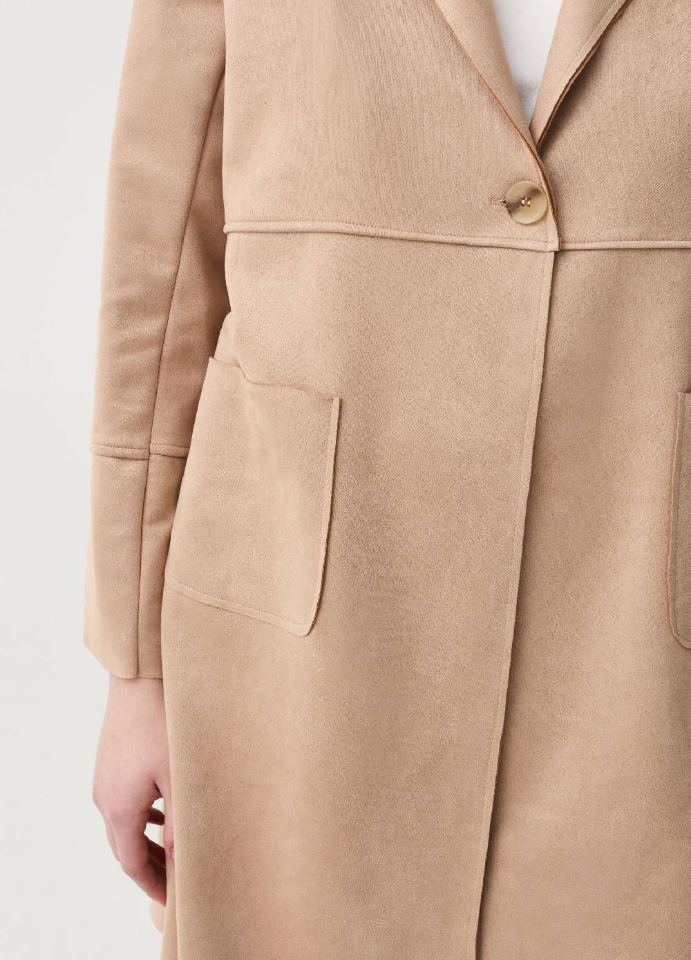 Ovs Giacca Lunga Scamosciata Con Bottone