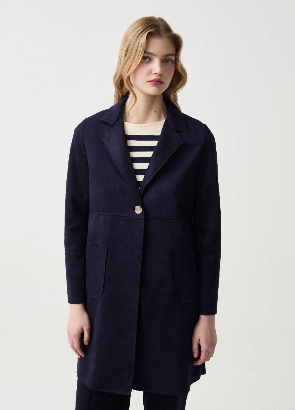 Ovs Giacca Lunga Scamosciata Con Bottone