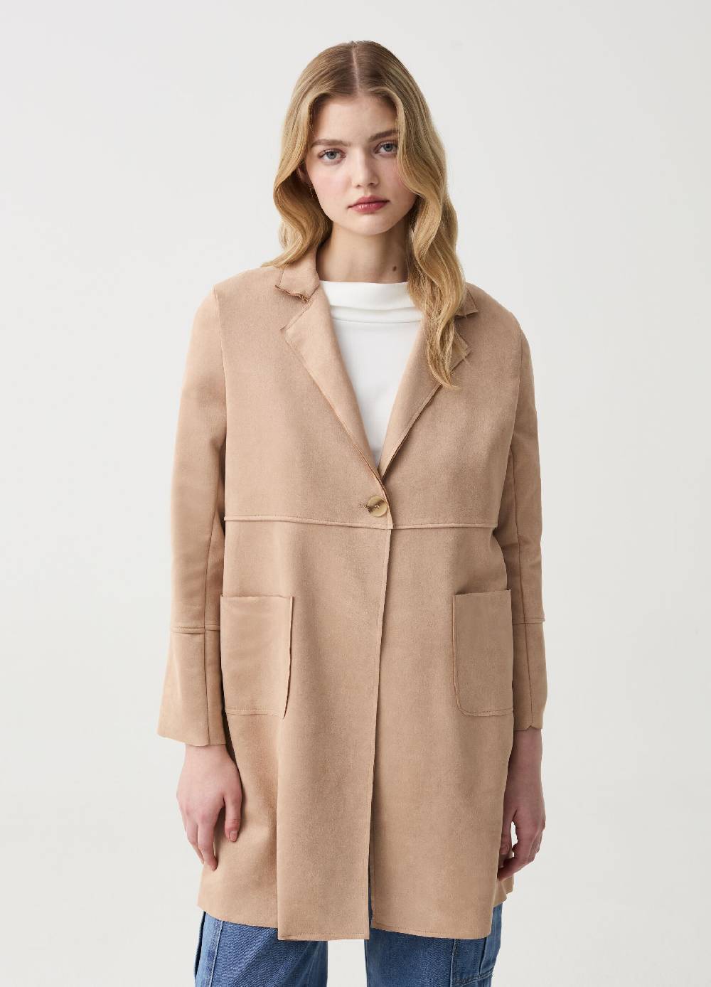 Ovs Giacca lunga scamosciata con bottone