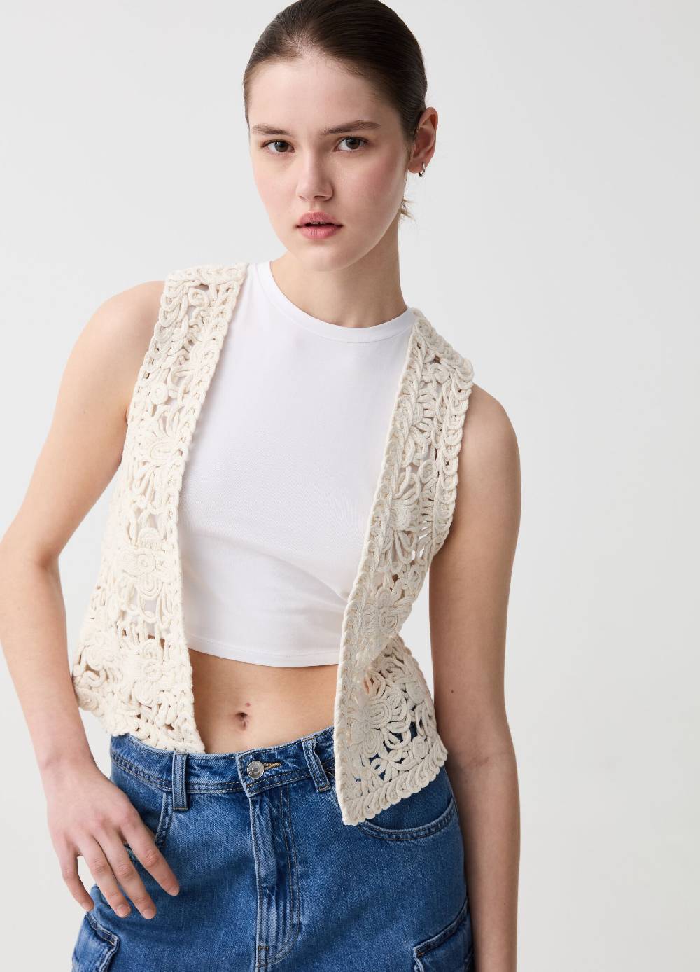 Ovs Gilet Aperto Con Lavorazione Crochet