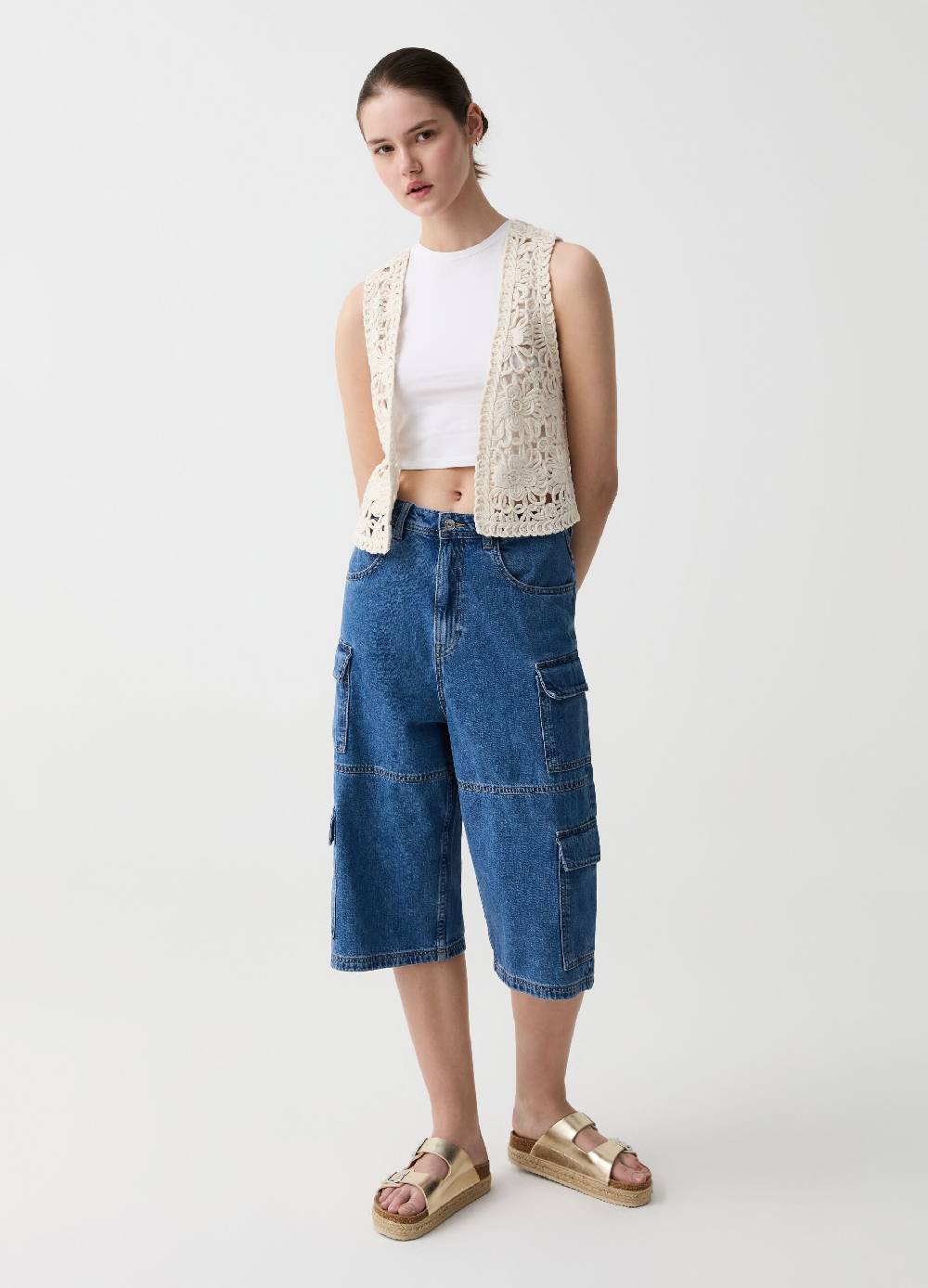 Ovs Gilet aperto con lavorazione crochet