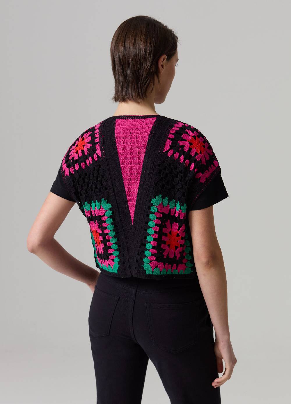 Ovs Gilet Aperto Crochet Multicolor