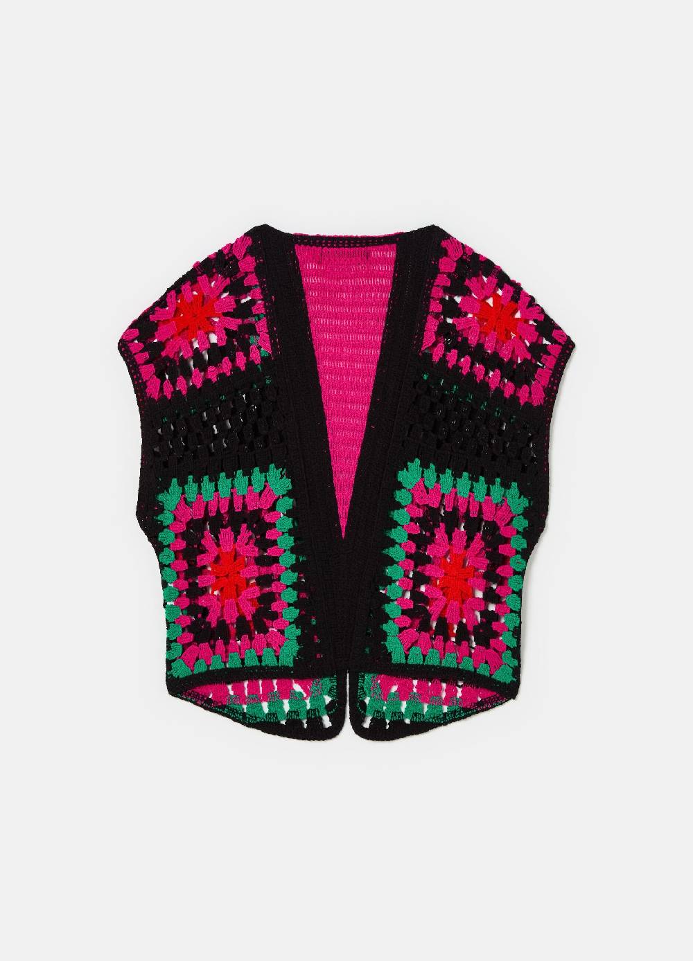 Ovs Gilet Aperto Crochet Multicolor