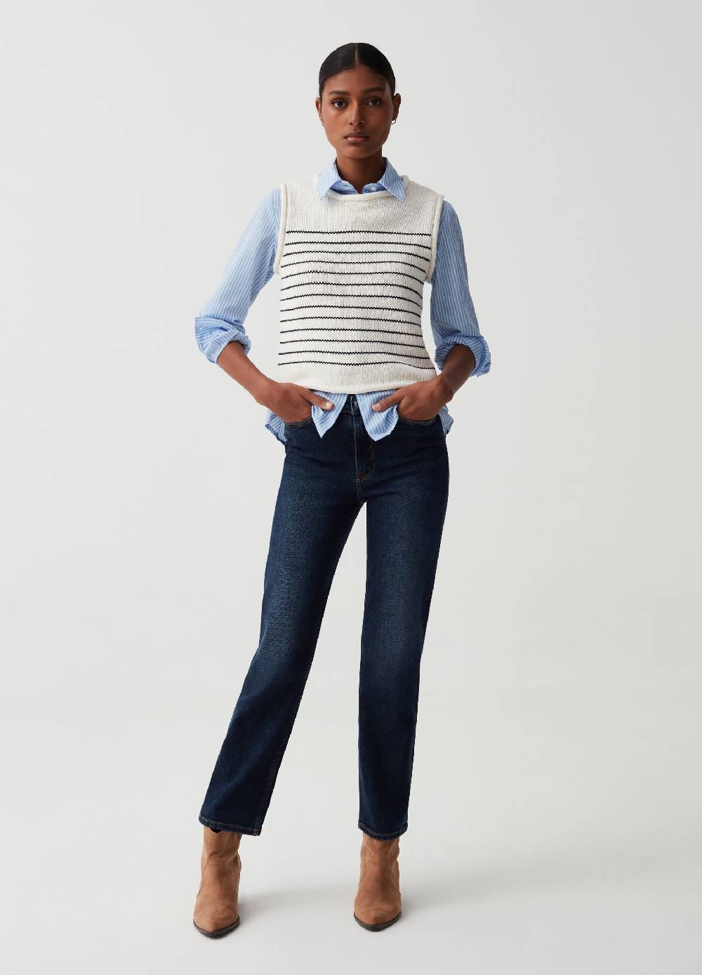 Ovs Gilet Chiuso Con Motivo A Righe Jacquard