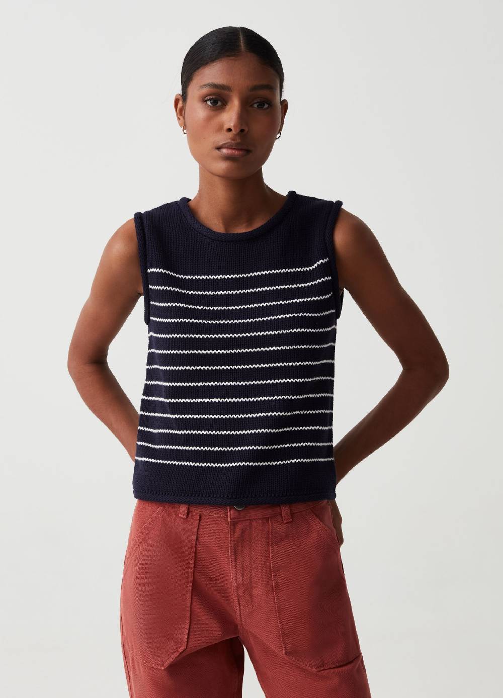 Ovs Gilet Chiuso Con Motivo A Righe Jacquard