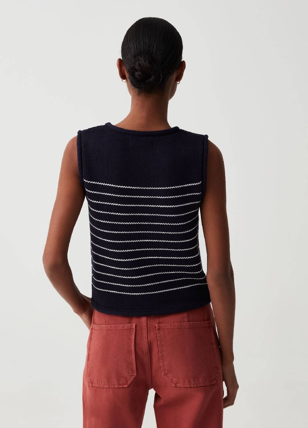 Ovs Gilet Chiuso Con Motivo A Righe Jacquard