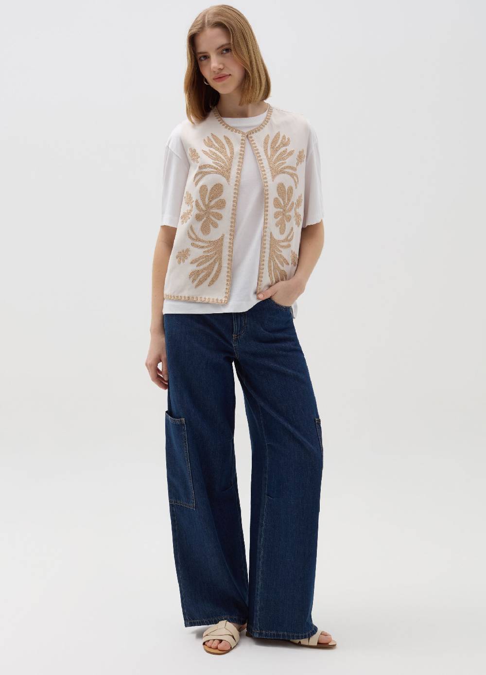 Ovs Gilet Con Ricami A Contrasto