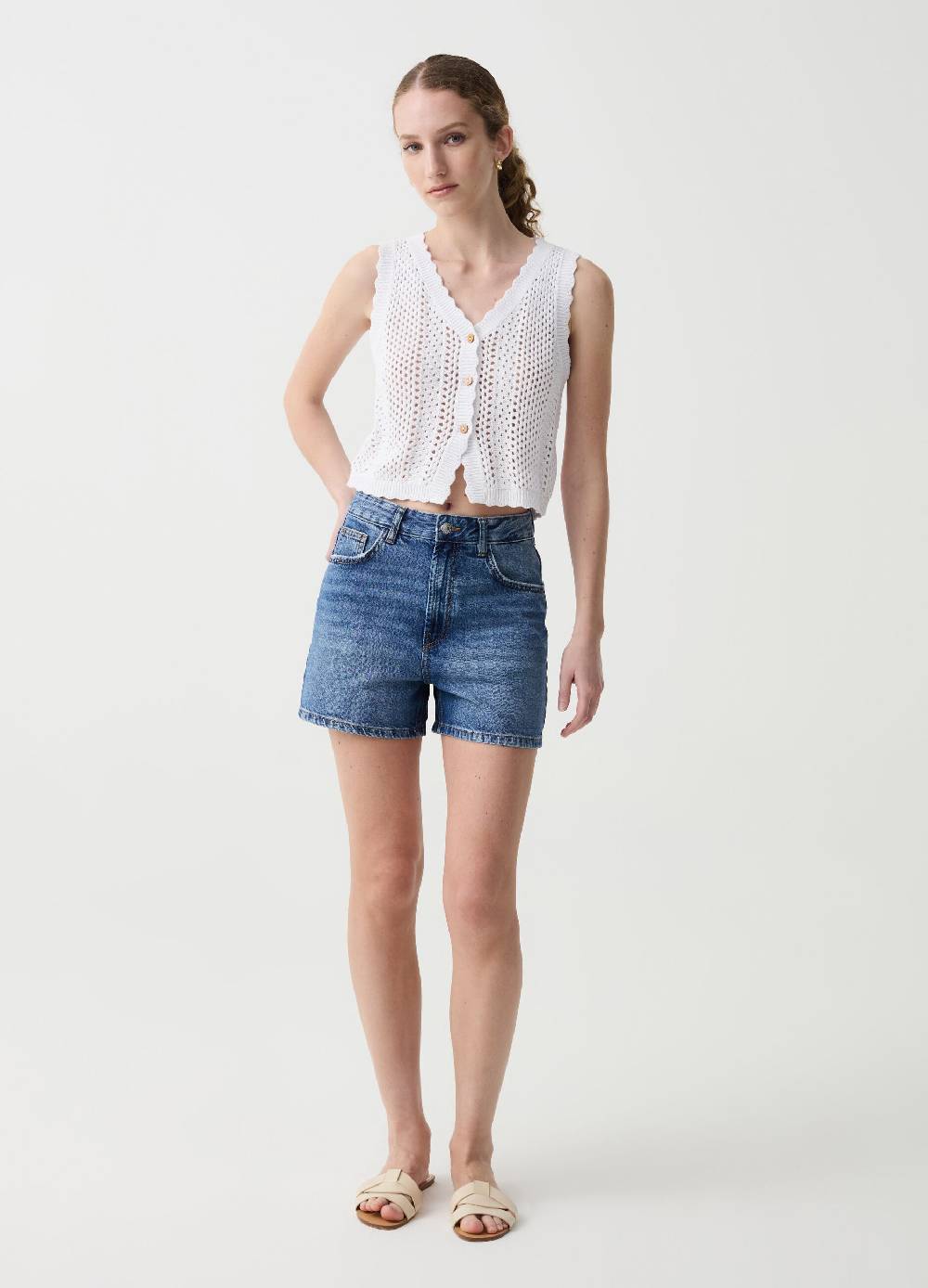 Ovs Gilet Crochet Con Profili Ondulati